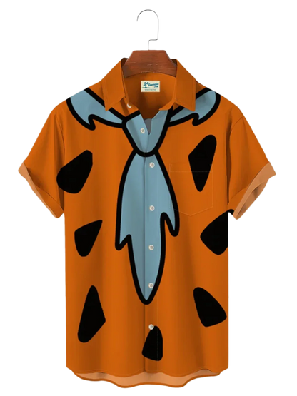 Hawaiian spotted print lapel shirt in large sizes with comfortable design for tropical resort fashion