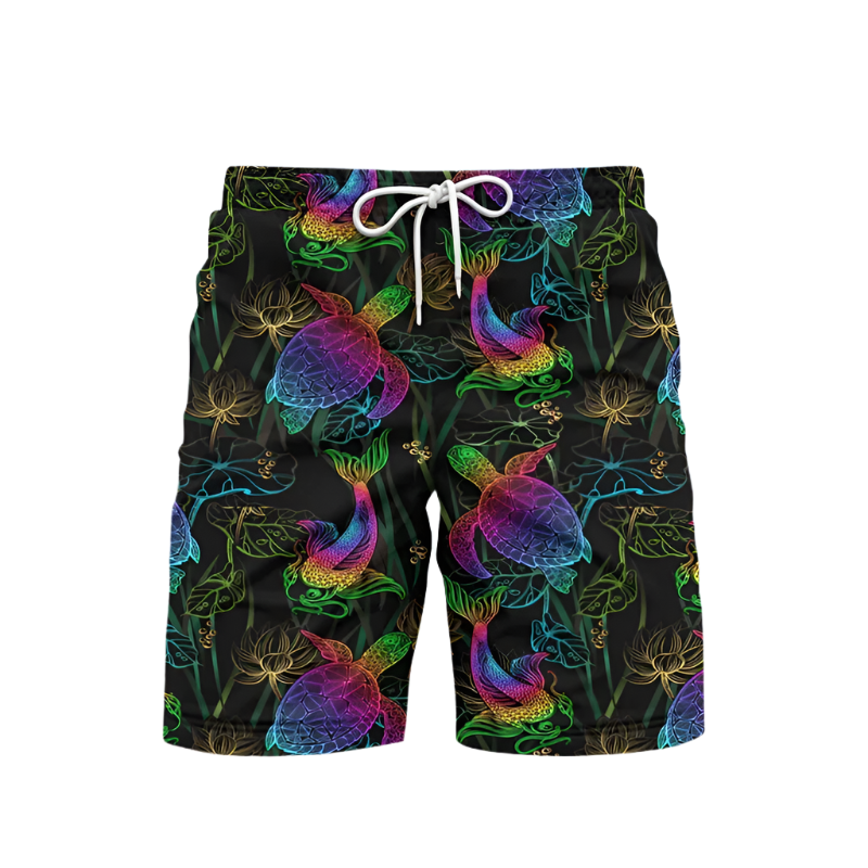 Print Beach Shorts featuring sophisticated marine life design, perfect for luxury adult resort theme nights