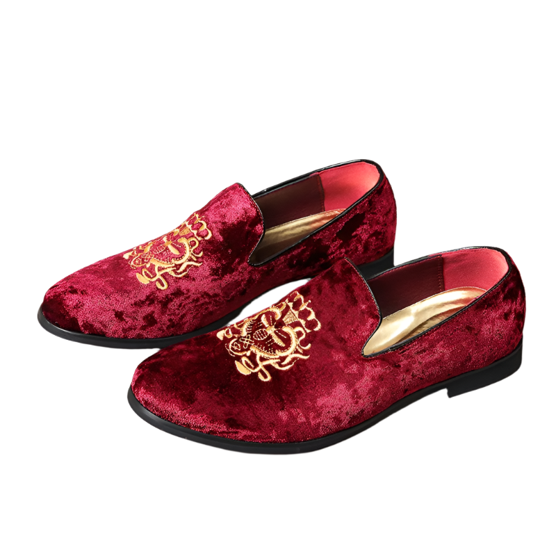 Designer suede leather Oxford shoes with embroidery detail in extended sizes for resort formal wear

