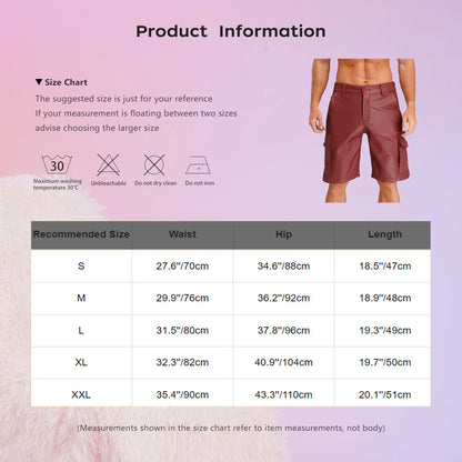 Men's Leather Motorcycle Biker Latex Shorts