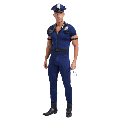 Men's 7-Piece Dirty Cop Officer Jumpsuit - Complete Role Play Set