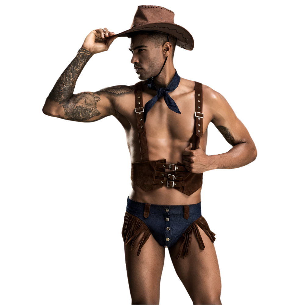 men's sexy western cowboy uniform with roleplay design for theme party resort entertainment