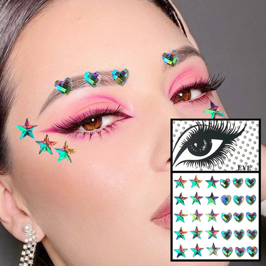 Women’s Heart Face Gems | Rhinestone Makeup Stickers