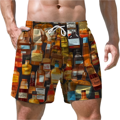 Men's Shorts Quick Dry Swim Shorts Beer Print