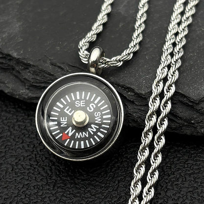 Mini Survival Compass Pendant Necklace Women Men Camping Hiking Pocket Compass for Outdoors Paracord Necklaces Jewelry N6132S08