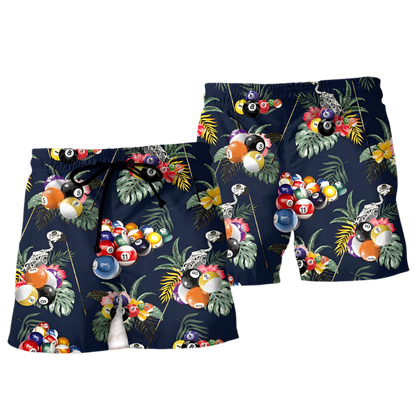 Billiard 3D Print Shorts Summer Beach Wear for Men