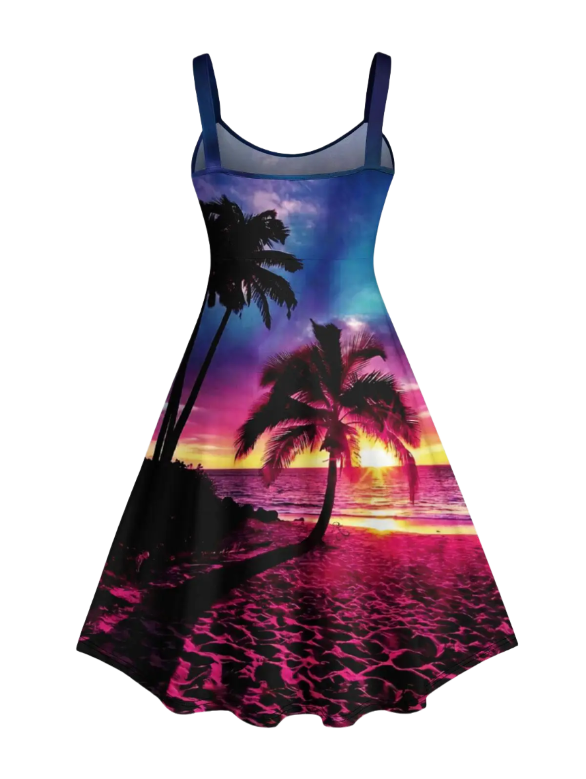 Coconut Tree Sea Beach Dusk Sun Ombre Sky Print Plus Size Matching Hawaii Beach Outfit For Couples