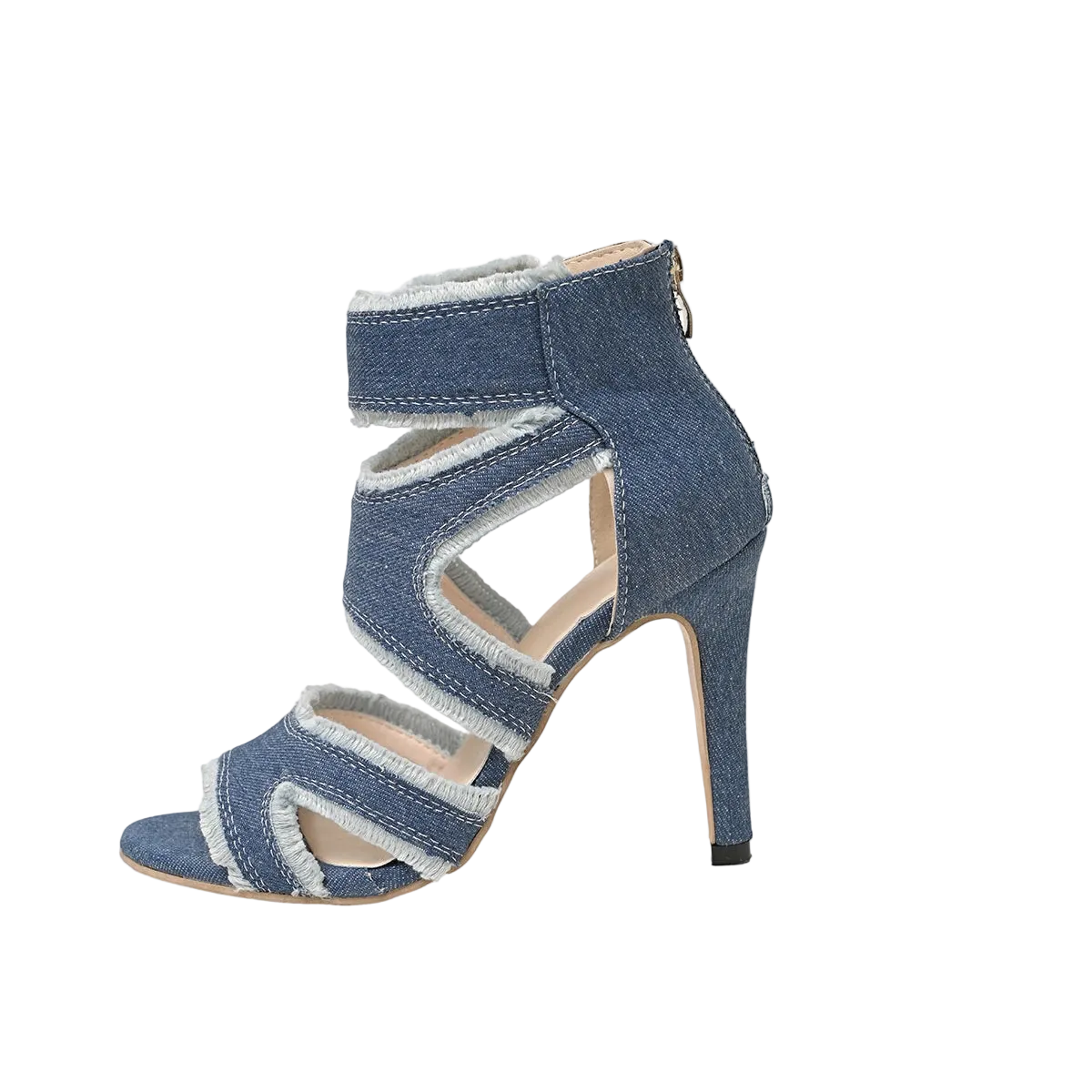 Women’s Denim Stiletto Sandals | Strappy Cutout High Heels