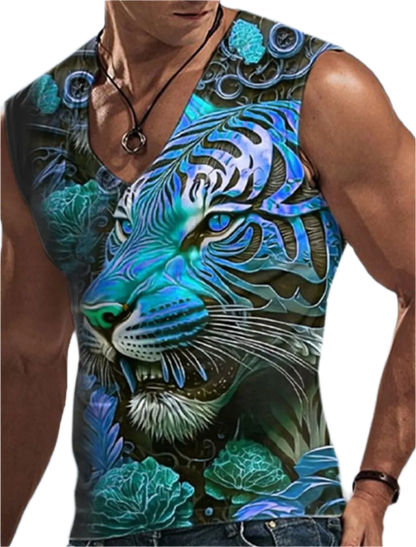 Men's Sleeveless T-Shirt 3D Animal Print