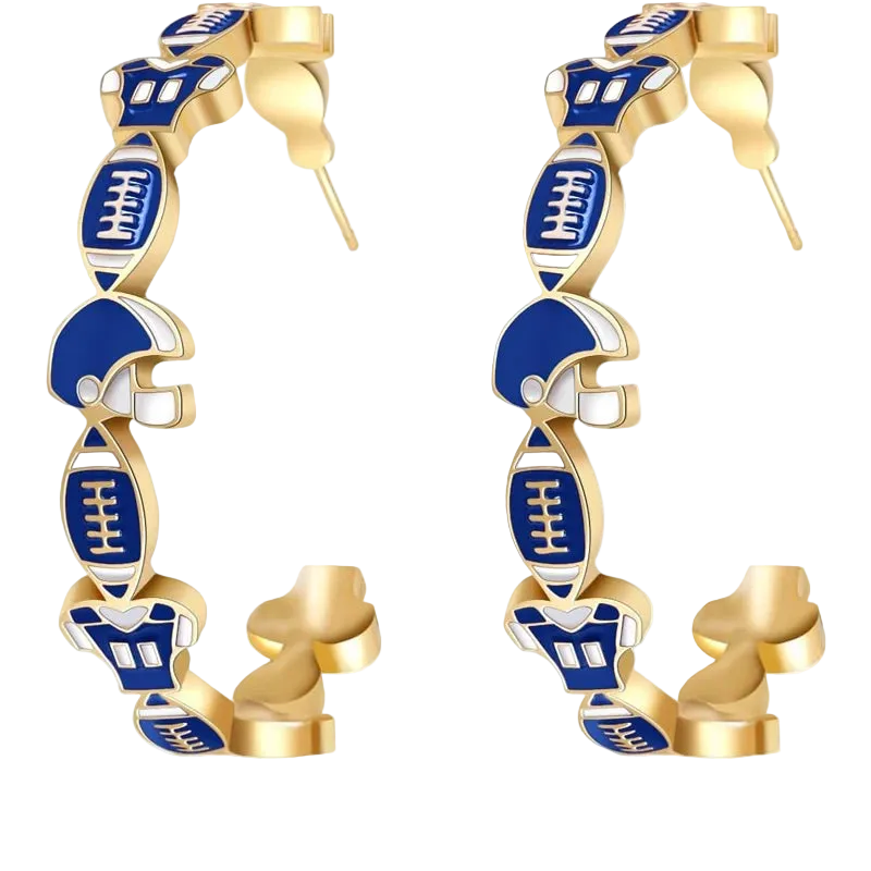 Women’s Football Hoop Earrings | Game Day Sports Jewelry