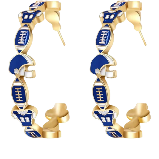 Women’s Football Hoop Earrings | Game Day Sports Jewelry