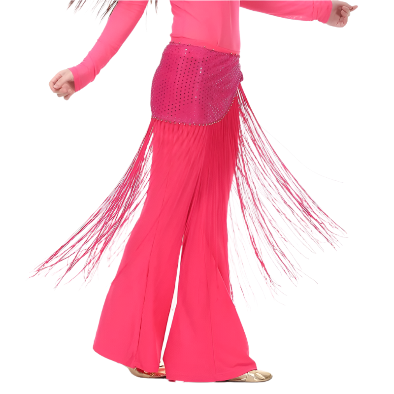 lace tassel belly dance hip scarf with Indian cultural design for resort performance wear