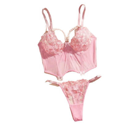 Pink lace lingerie set 