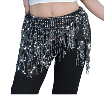 sequin tassel belly dance hip scarf for dance lessons and resort performance wear