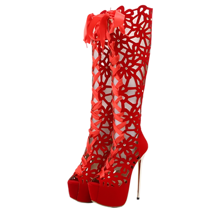 loral lace-up sandal boots with open toe design for resort weddings and parties