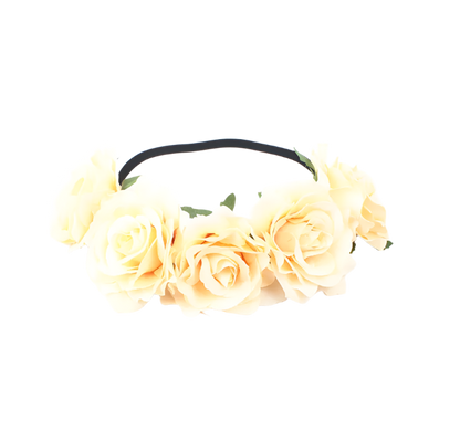 A floral headband featuring large, vibrant roses. The design is bold and romantic, perfect for a bohemian or festival look.