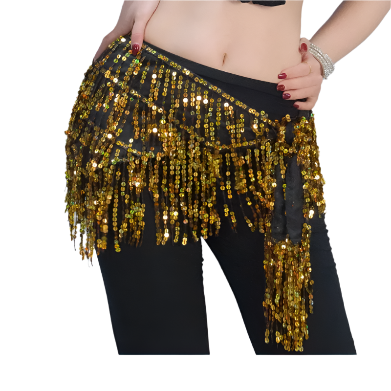 sequin tassel belly dance hip scarf for dance lessons and resort performance wear