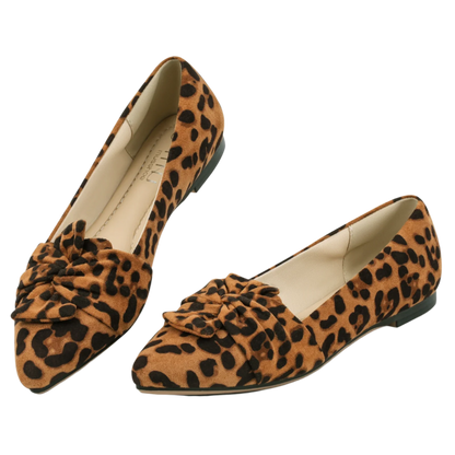 Leopard Print Butterfly Bow Flats | Pointed Toe Loafers | Resort Walking Shoes