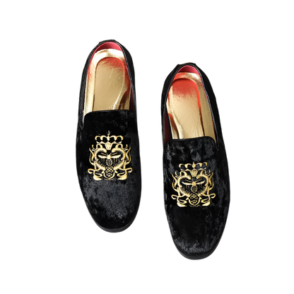 Designer suede leather Oxford shoes with embroidery detail in extended sizes for resort formal wear

