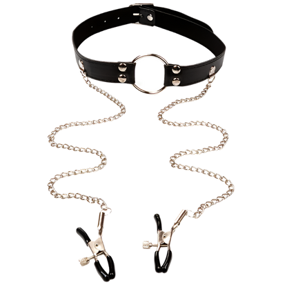 BDSM Bondage Choker Collar | Nipple Clamp Breast Clip Chain Set