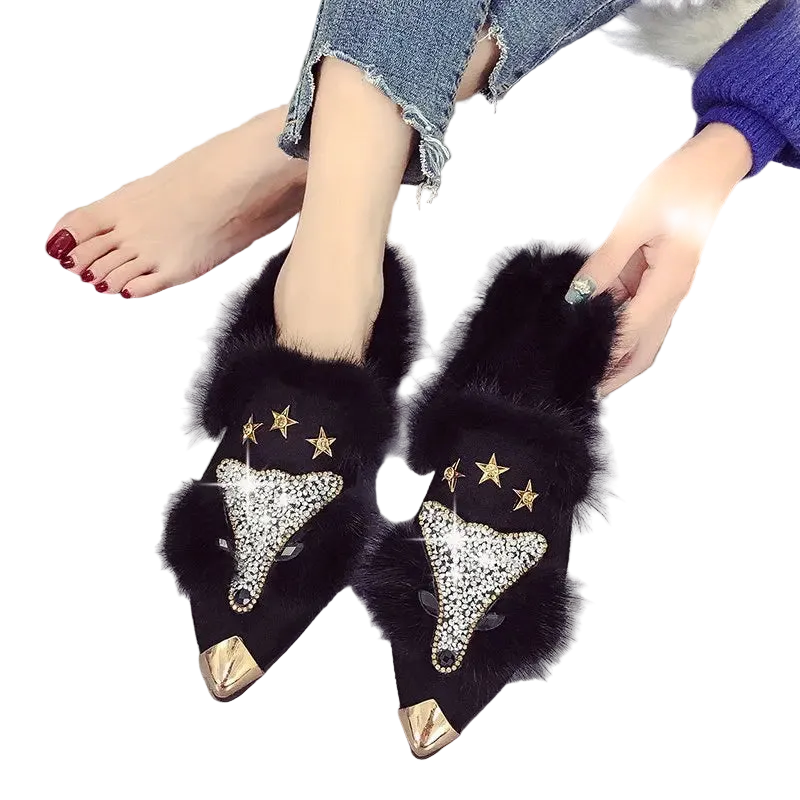 Women’s Faux Fur Animal Ankle Boots | Pointed Toe Winter Booties