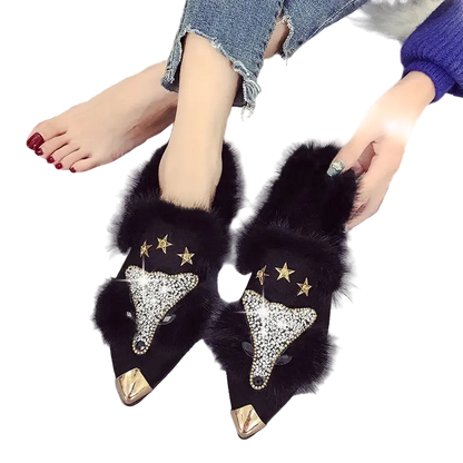 Women’s Faux Fur Animal Ankle Boots | Pointed Toe Winter Booties