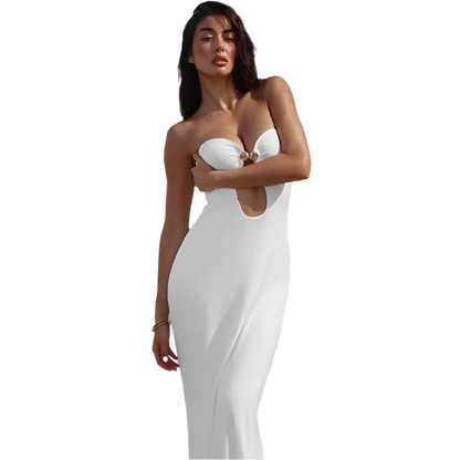 Sexy Strapless Elegant White Maxi Dress