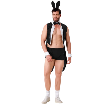 Men's Theme Night Costume Set featuring complete waiter-style design for adult resort events