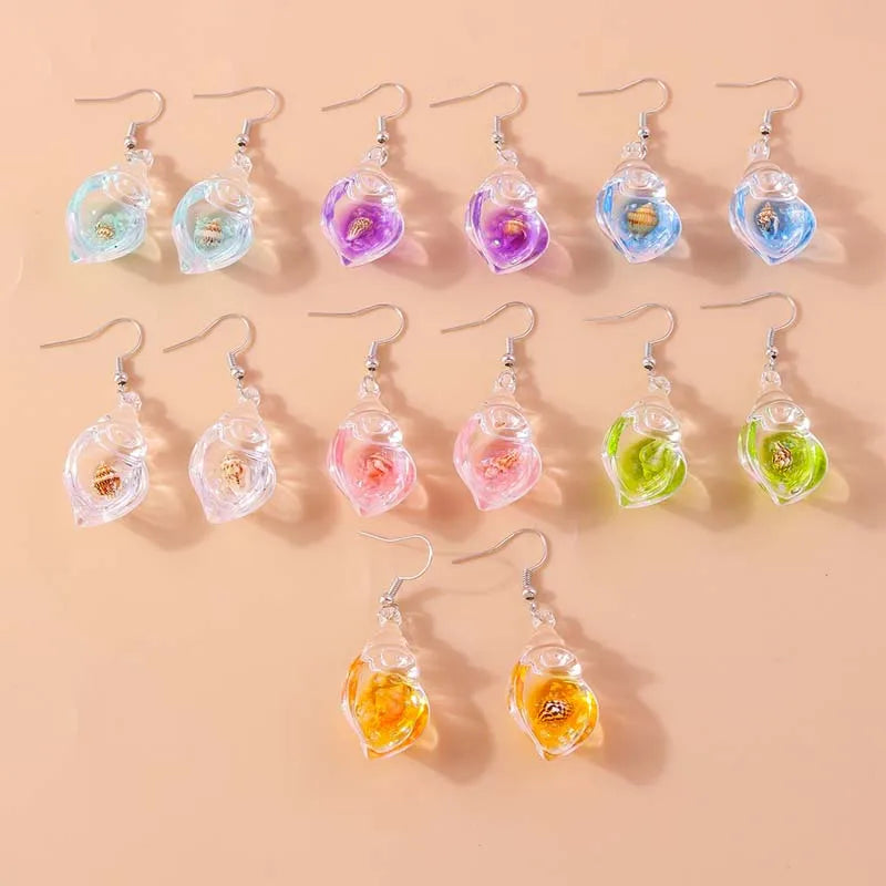 2026 New Arrival Colorful Resin Shell Conch Drop Earrings for Women Fashion Creative Glowing In The Dark Earrings Jewelry Gifts