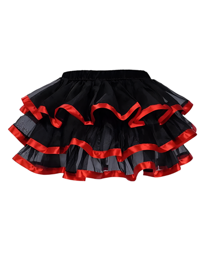 Multi-color plus size tulle tutu skirt with pleated design for resort dance wear

