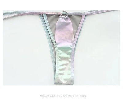 Summer Micro Bikini Set Women Swimwear Laser Holographic Halter Tops Bra Thong Bathing Suit Beachwear Brazilian Biquini