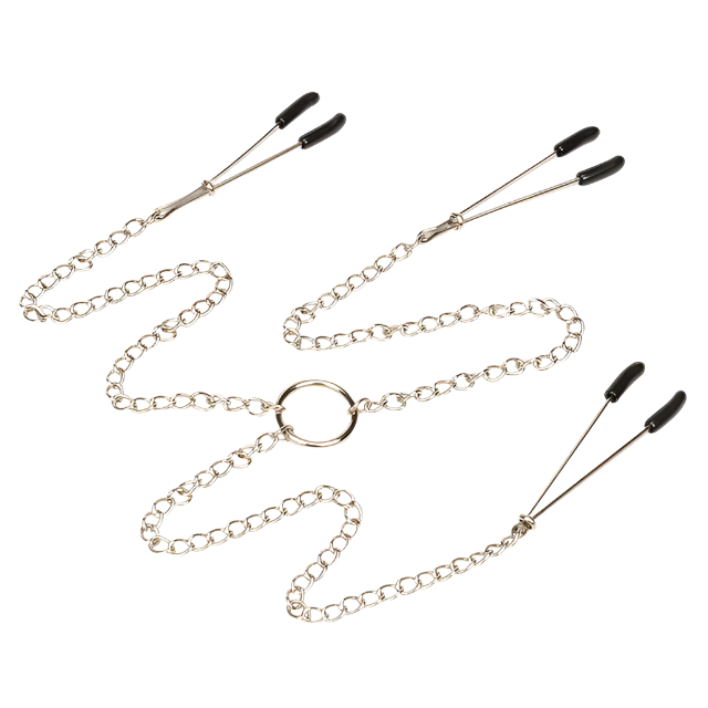 BDSM Bondage Choker Collar | Nipple Clamp Breast Clip Chain Set