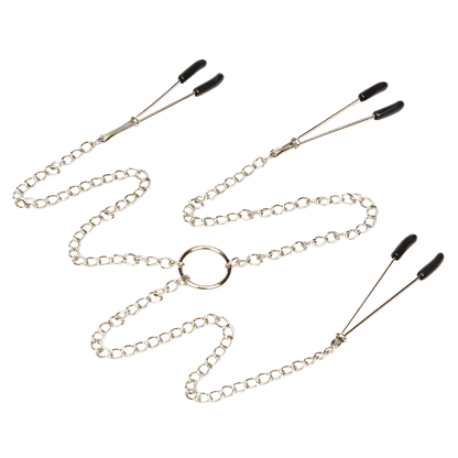 BDSM Bondage Choker Collar | Nipple Clamp Breast Clip Chain Set