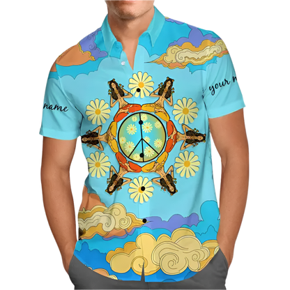 hippie girl sunflower 3D Hawaiian shirt in oversized 5XL sizing for inclusive resort summer fashion