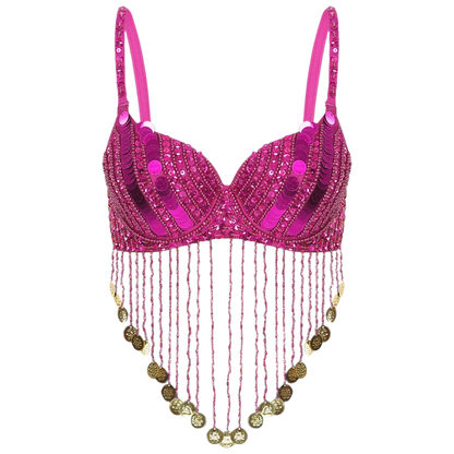 Shiny Sequins Tassels Underwired Bra