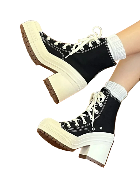 Women’s High Top Platform Sneakers | Chunky Heel Canvas Shoes