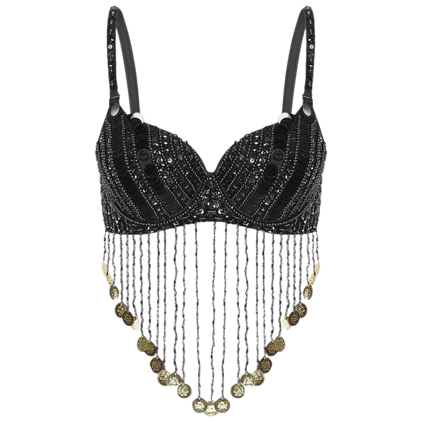 Shiny Sequins Tassels Underwired Bra