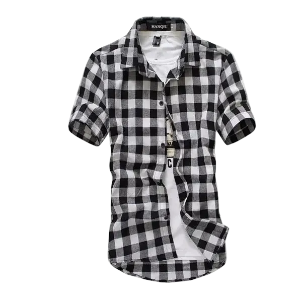 Black and white checkered shirt on a white background