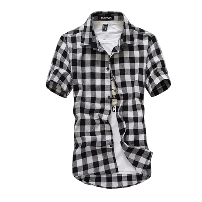 Black and white checkered shirt on a white background