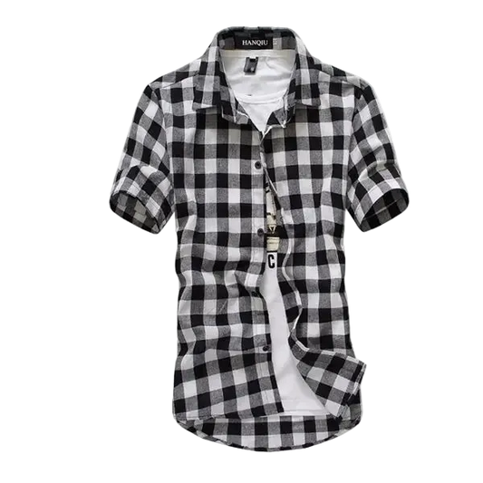 Black and white checkered shirt on a white background