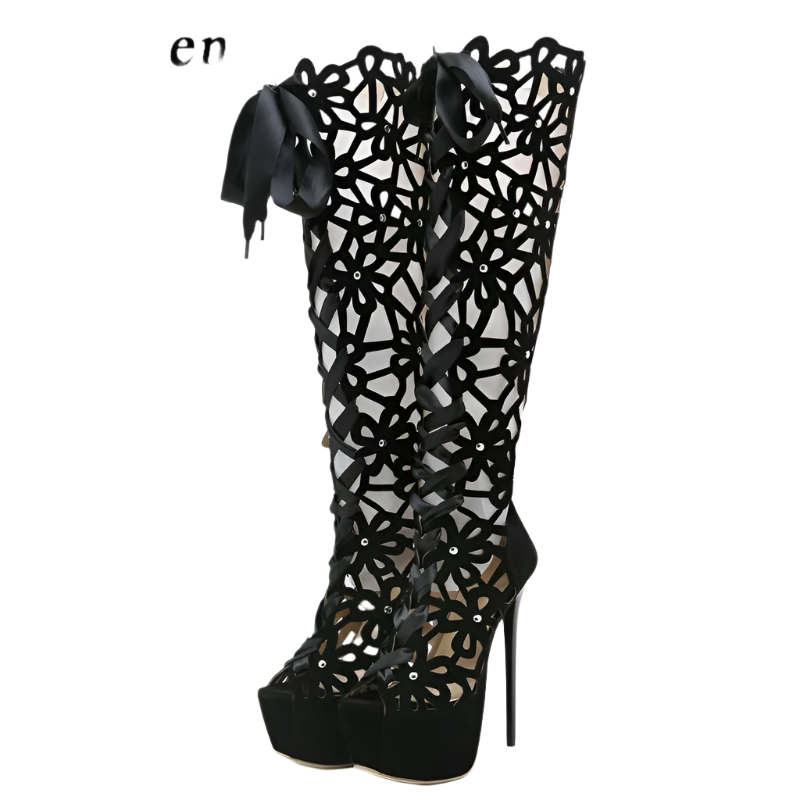 loral lace-up sandal boots with open toe design for resort weddings and parties