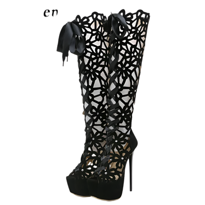 loral lace-up sandal boots with open toe design for resort weddings and parties