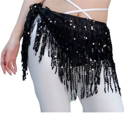 sequin tassel belly dance hip scarf for dance lessons and resort performance wear