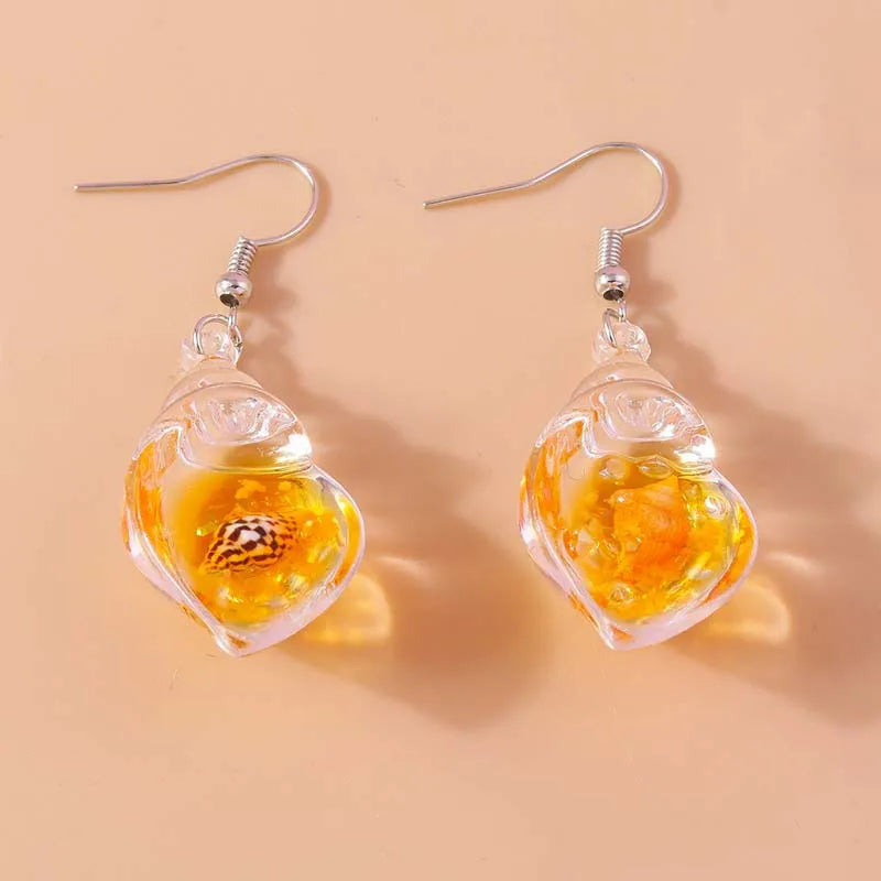 2026 New Arrival Colorful Resin Shell Conch Drop Earrings for Women Fashion Creative Glowing In The Dark Earrings Jewelry Gifts