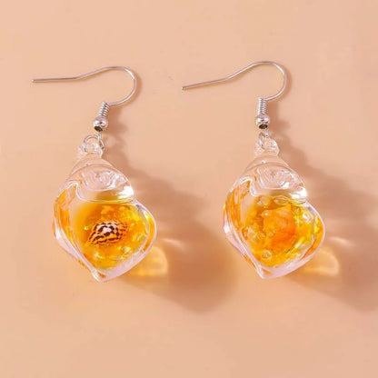 2026 New Arrival Colorful Resin Shell Conch Drop Earrings for Women Fashion Creative Glowing In The Dark Earrings Jewelry Gifts