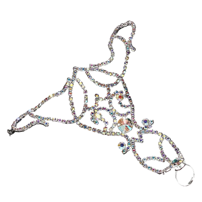 Women’s Rhinestone Hand Chain Bracelet | Crystal Statement Ring Bracelet