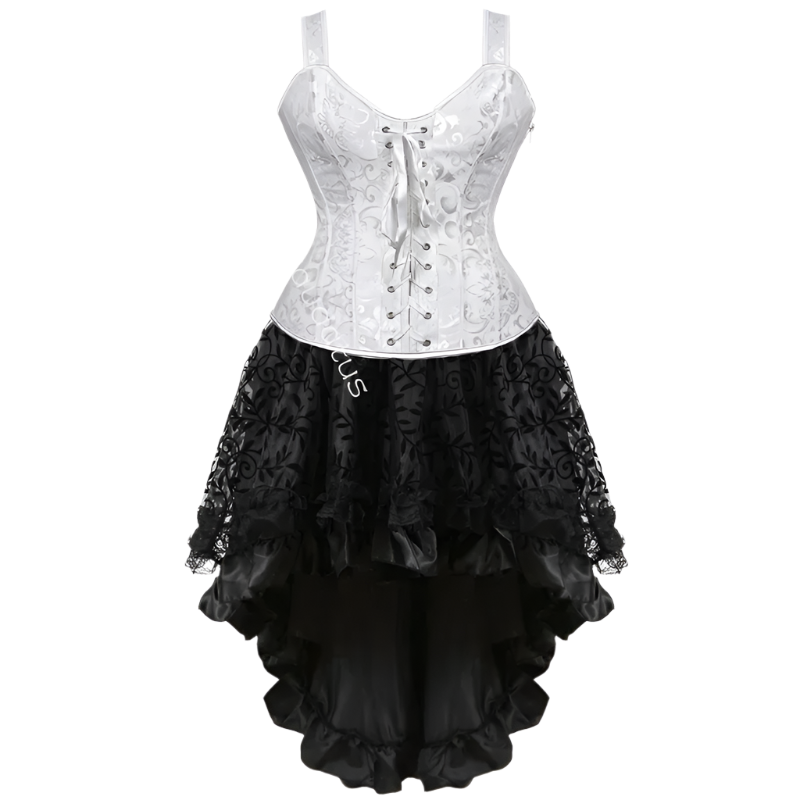 Corset Dress Top Skirt Set Plus Size  Victorian Lace up Lingerie for Women