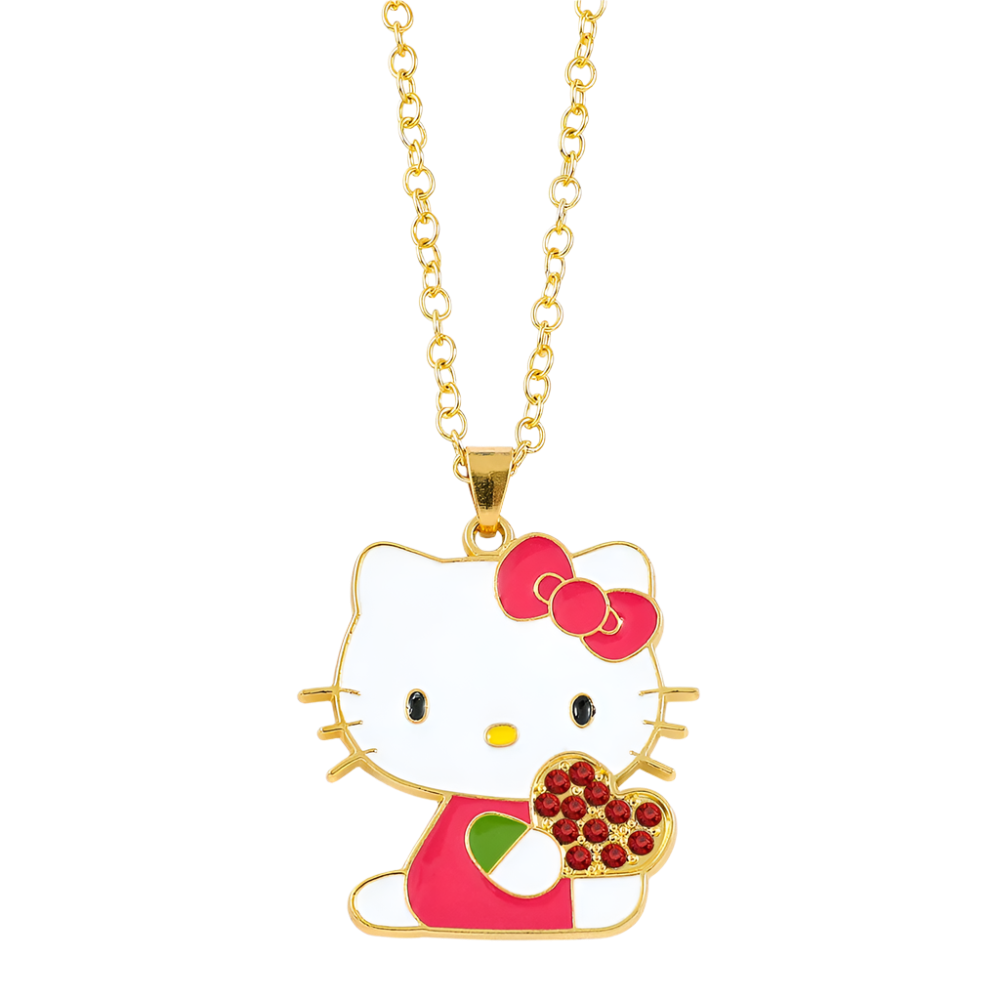 Hello Kitty rhinestone pendant necklace for resort kawaii theme nights

