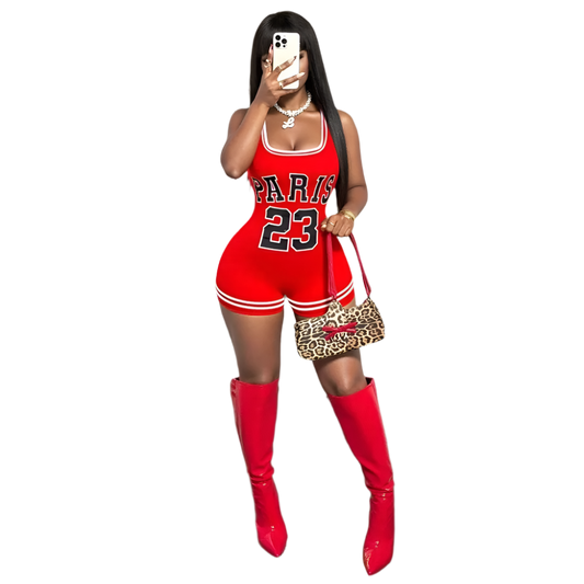 letter print bodycon romper with tank strap sleeveless design for Y2K streetwear resort fashion