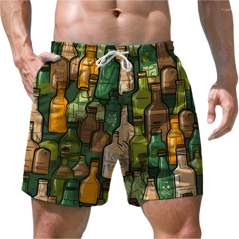 Men's Shorts Quick Dry Swim Shorts Beer Print